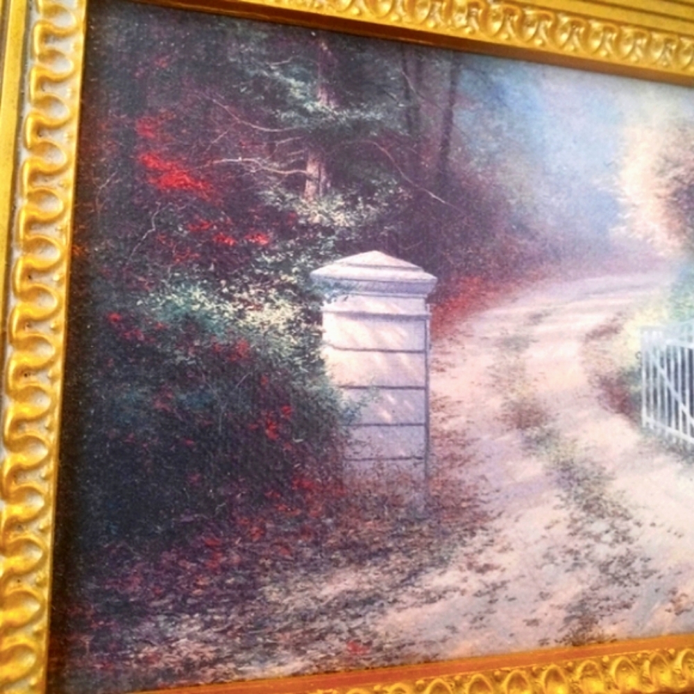 ⚜️ Thomas Kincaid AT THE GATE Gicleé Oil Painting Framed on Canvas  11"×… - Picture 9 of 14